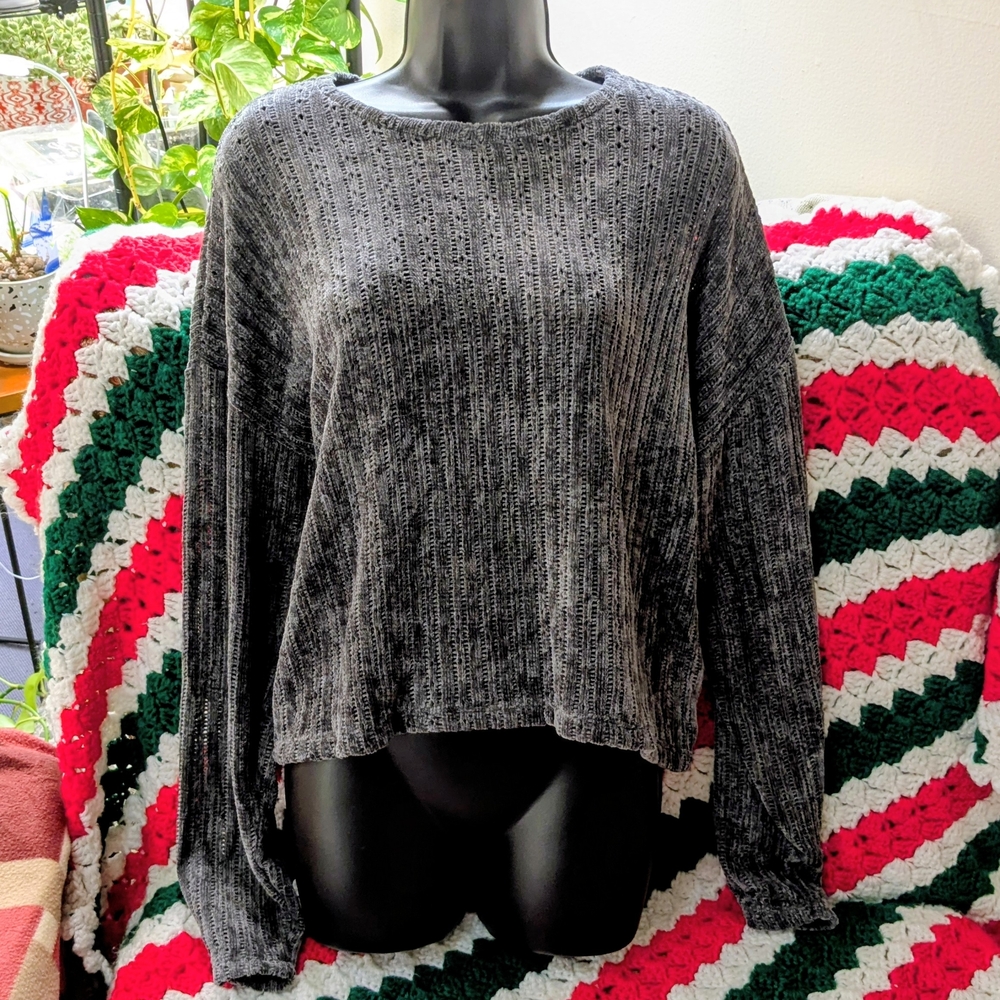 Hollister Gray Ribbed Knit Sweater